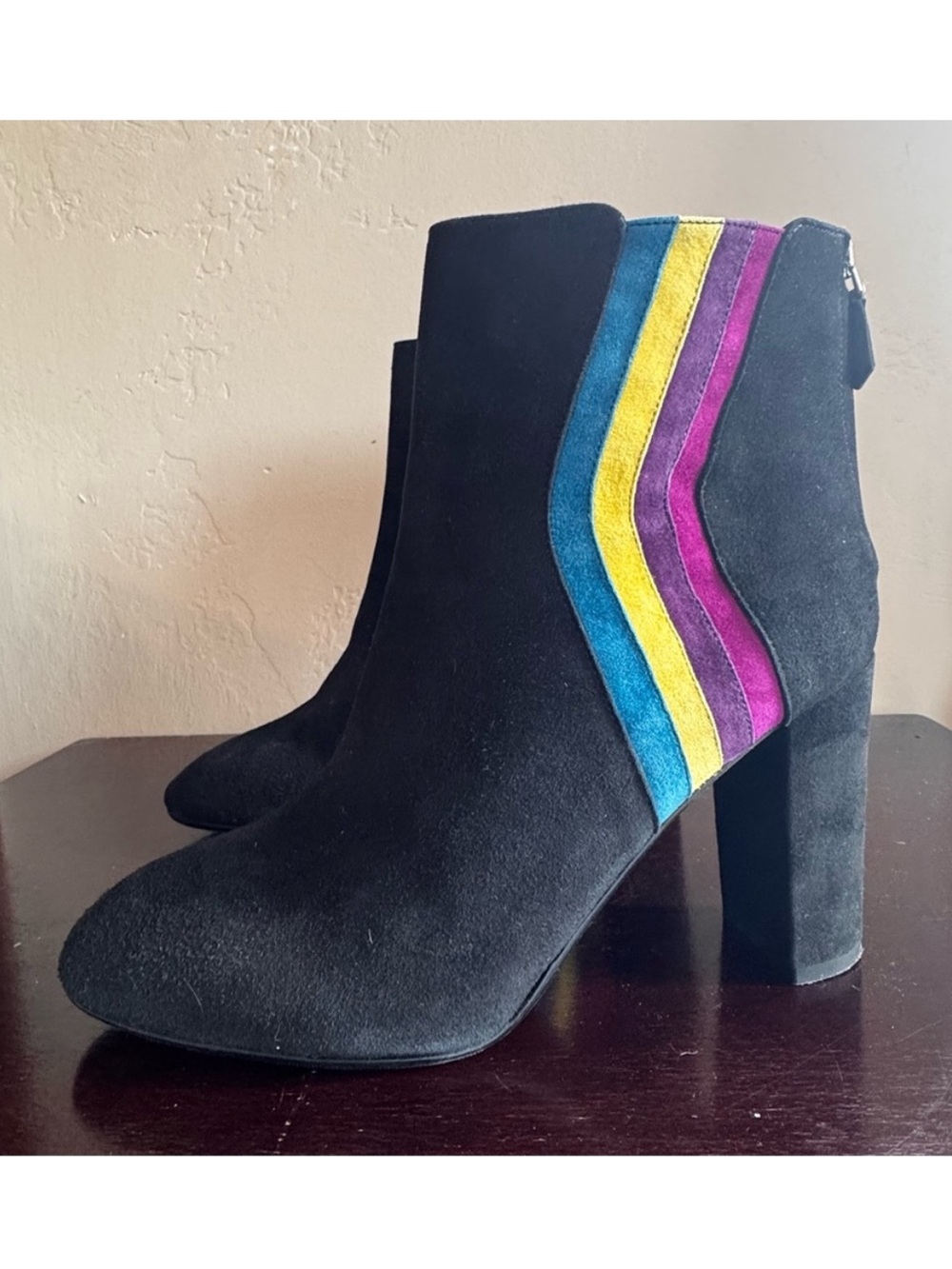 LK Bennett Serafina Suede Multi Boot Black Rainbow